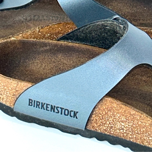 Birkenstock Women's‎ Birko-Flor Gizeh Pewter Blue Sandals Thong Leather 36EU - Picture 8 of 16